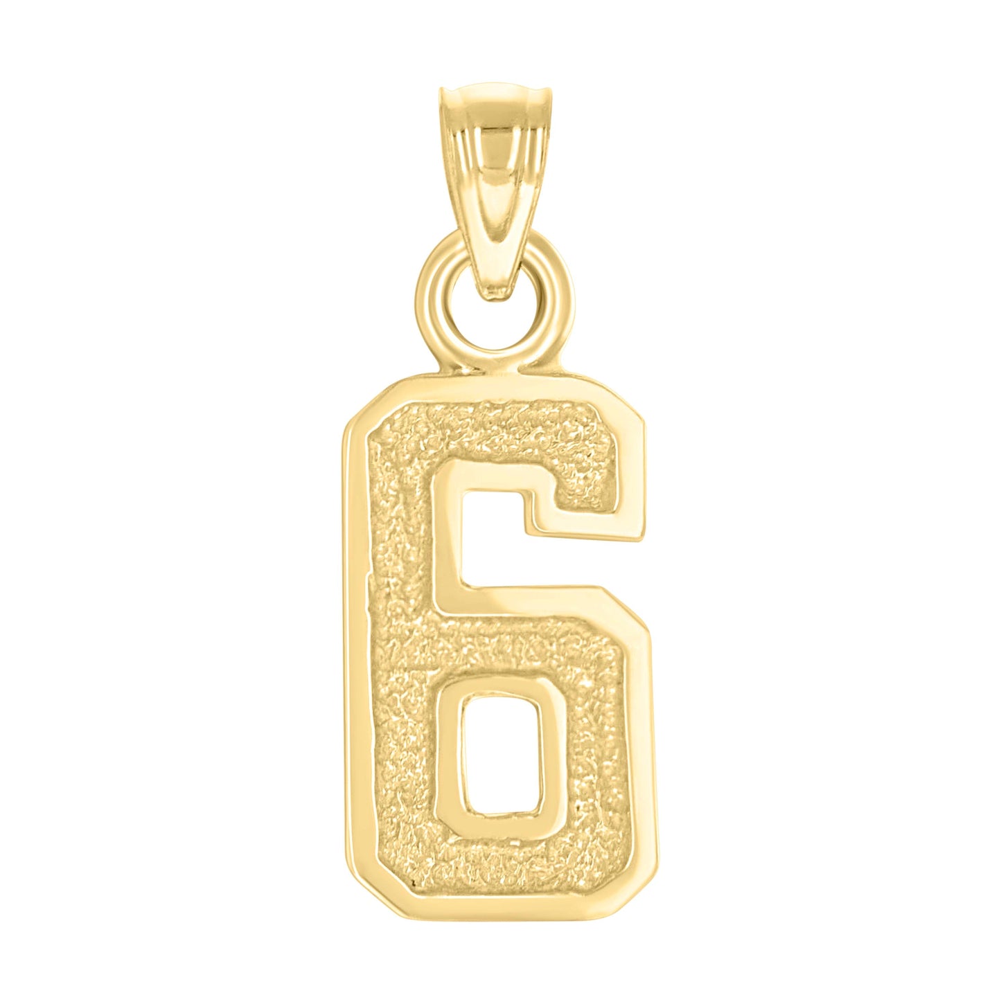 14K Yellow Gold Unisex Initial Number Charm Pendant