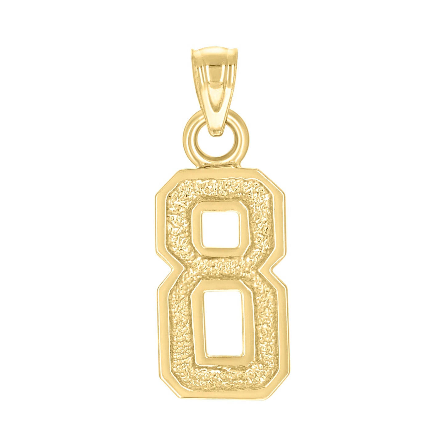 14K Yellow Gold Unisex Initial Number Charm Pendant