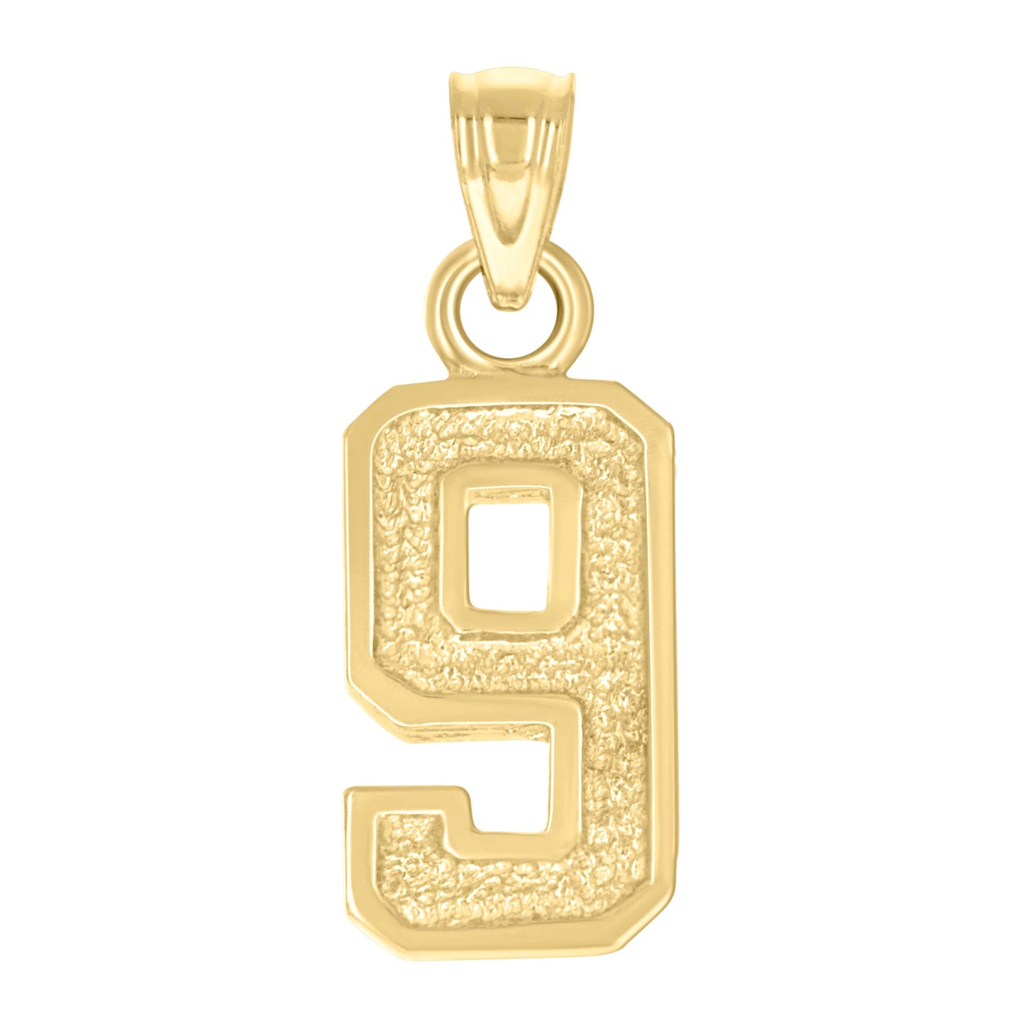 14K Yellow Gold Unisex Initial Number Charm Pendant