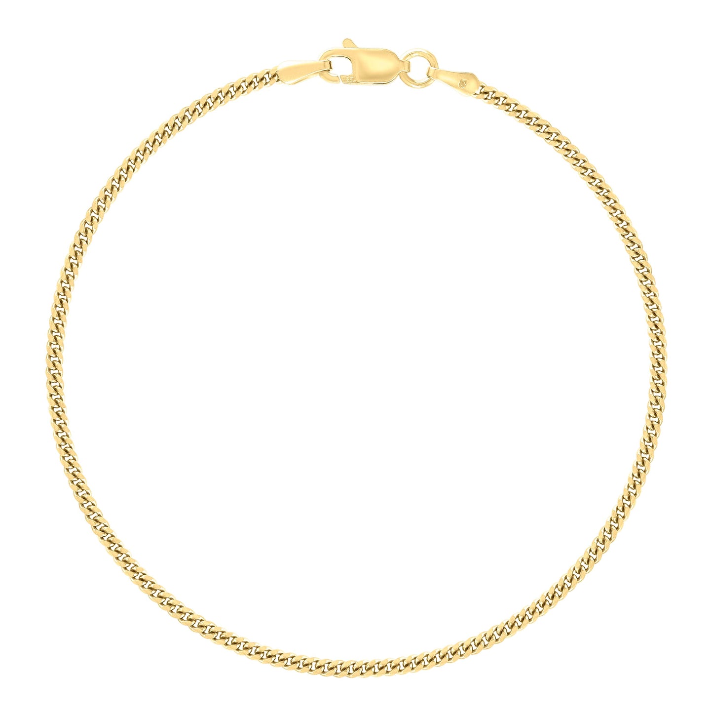 Sterling Silver Yellow-Tone Solid Miami Cuban Chain