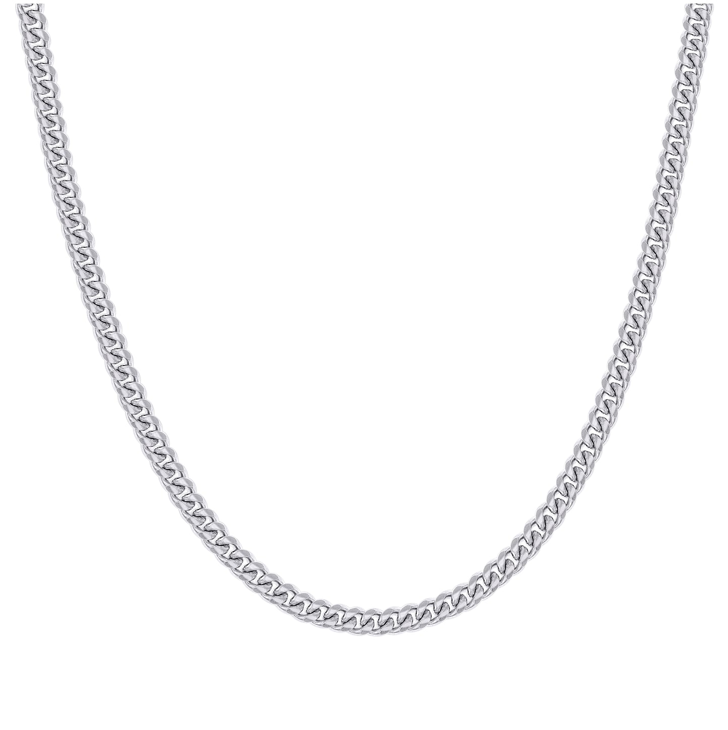 Sterling Silver Rhodium Plated Solid Miami Cuban Chain