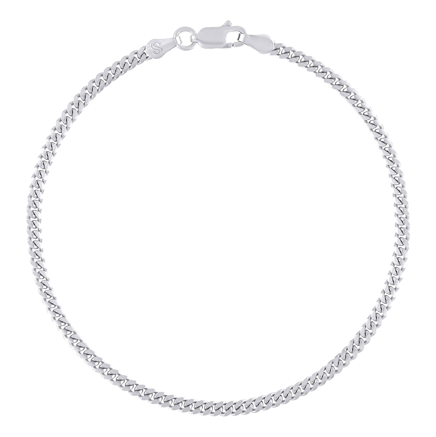 Sterling Silver Rhodium Plated Solid Miami Cuban Chain