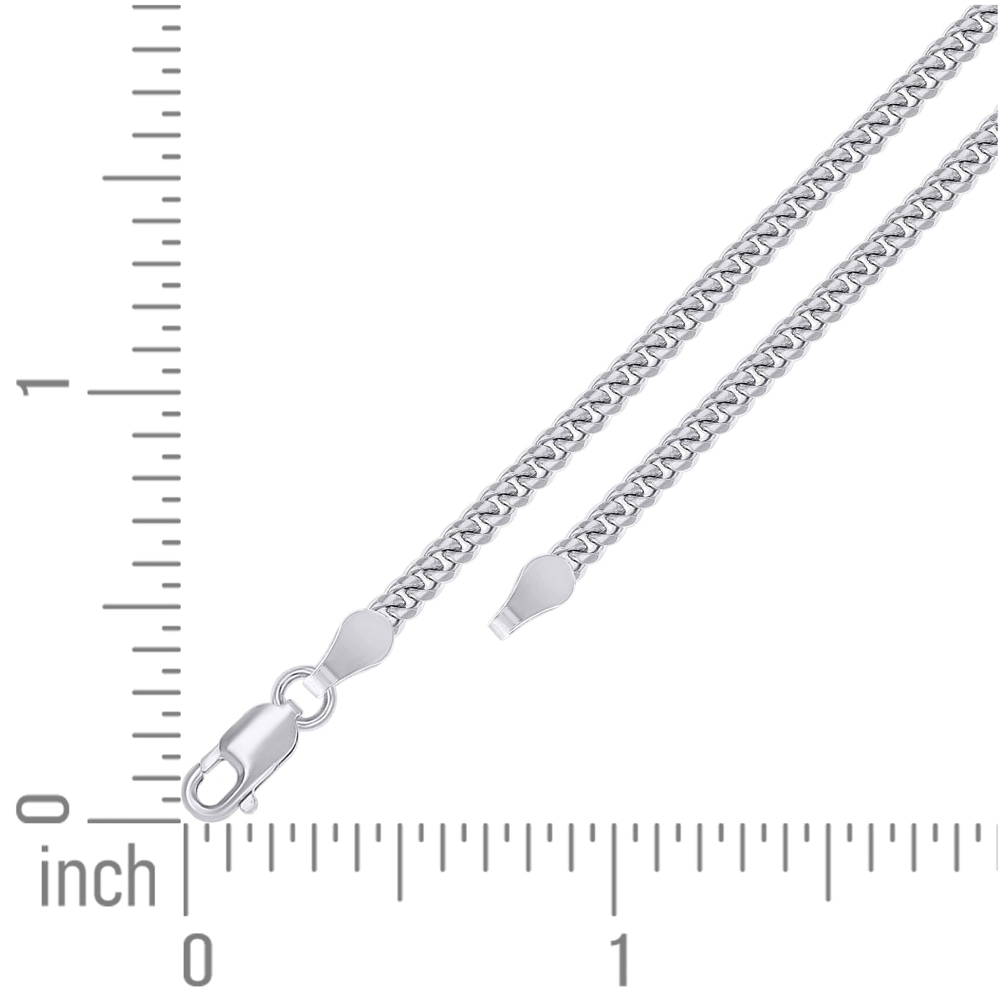 Sterling Silver Rhodium Plated Solid Miami Cuban Chain