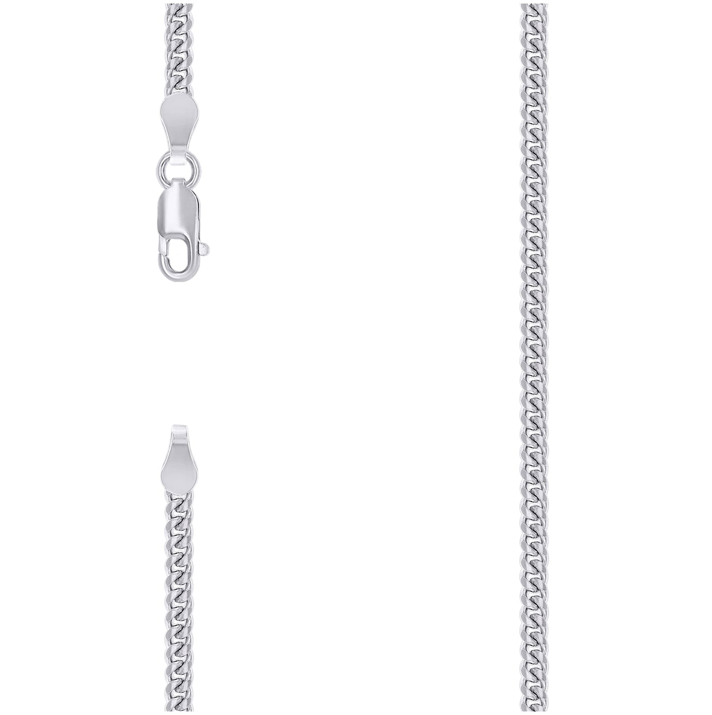 Sterling Silver Rhodium Plated Solid Miami Cuban Chain