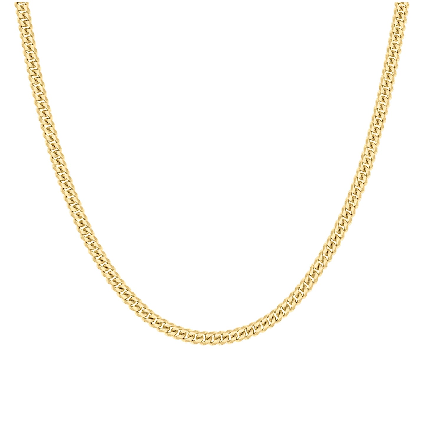 Sterling Silver Yellow-Tone Solid Miami Cuban Chain