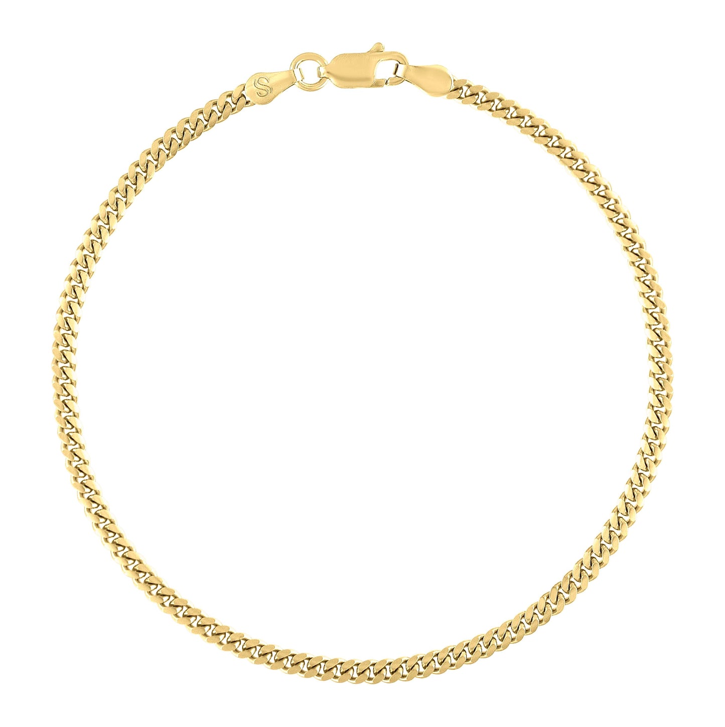 Sterling Silver Yellow-Tone Solid Miami Cuban Chain