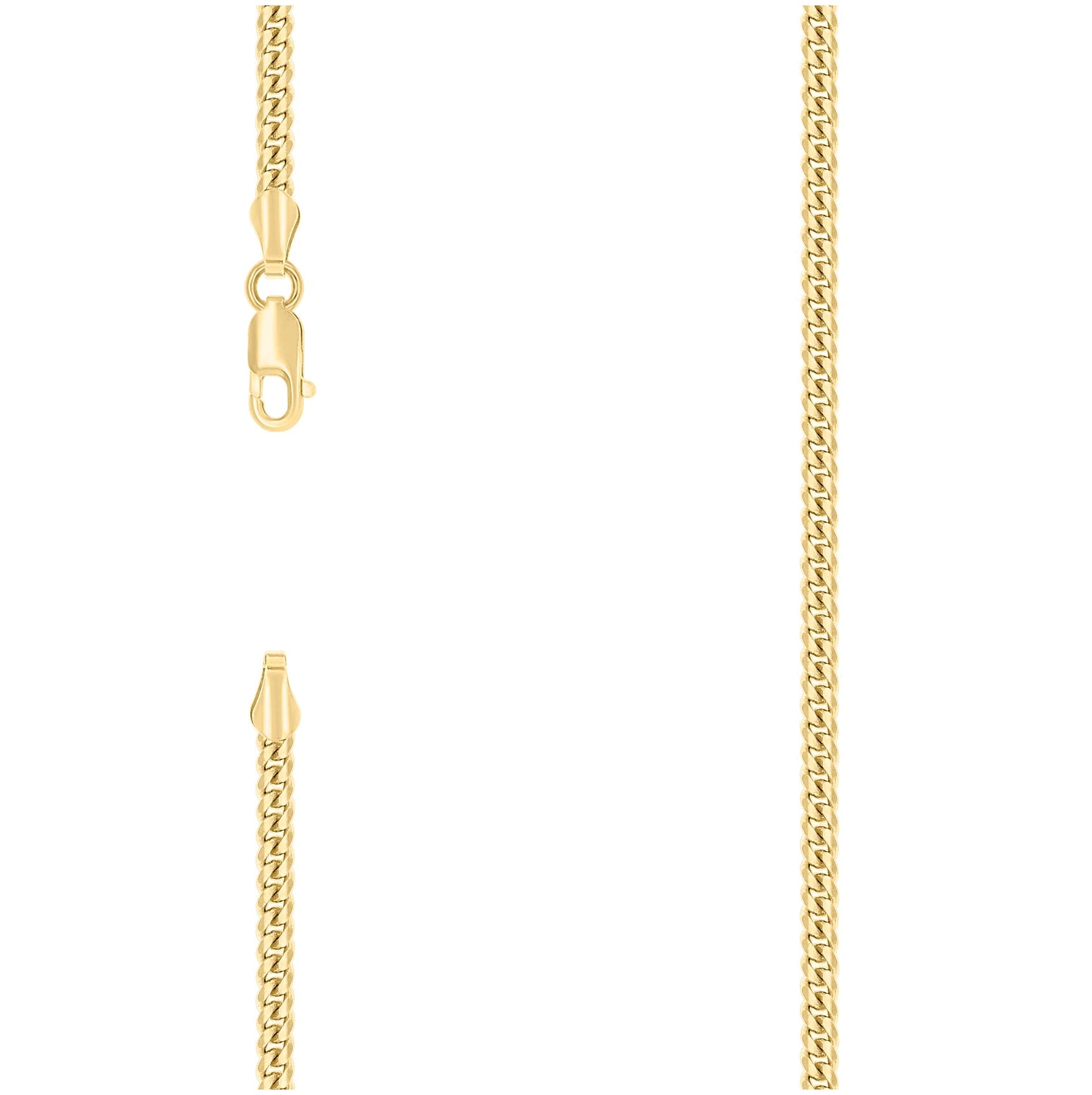 Sterling Silver Yellow-Tone Solid Miami Cuban Chain