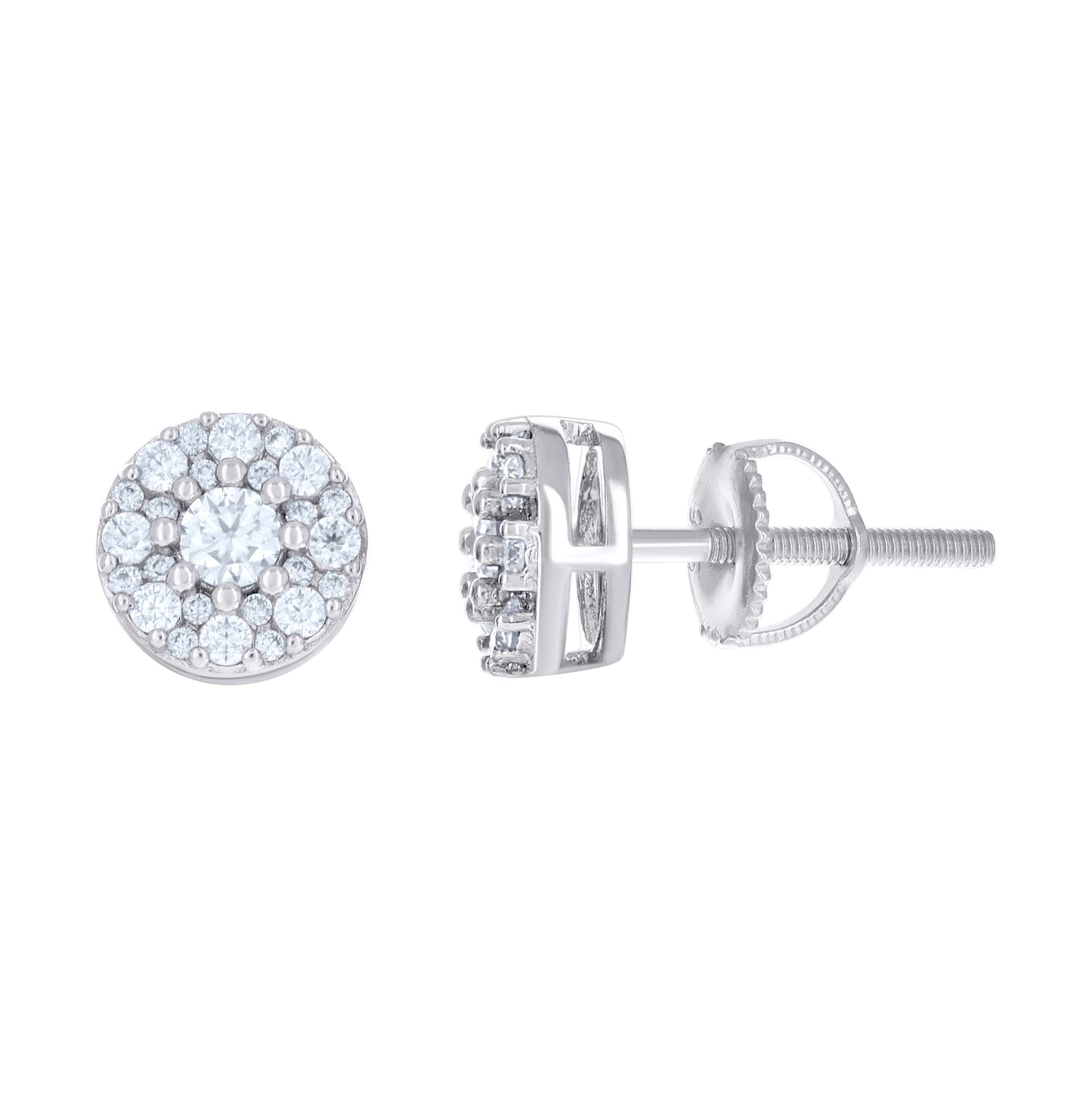 Sterling Silver Womens Moissanite Fashion Round Stud Earrings