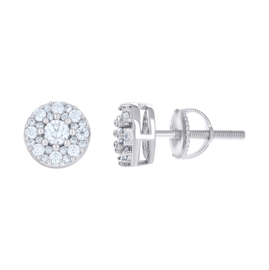 Sterling Silver Womens Moissanite Fashion Round Stud Earrings