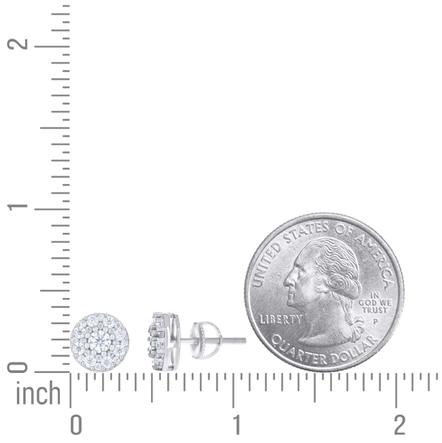 Sterling Silver Womens Moissanite Fashion Round Stud Earrings