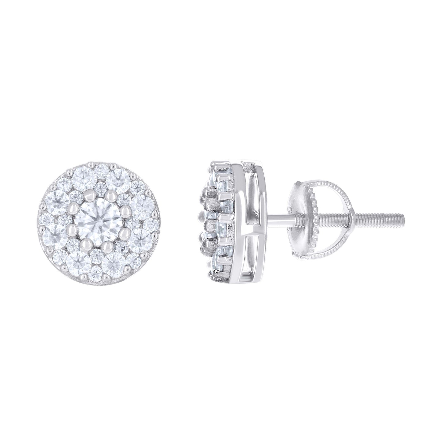 Sterling Silver Womens Moissanite Fashion Round Stud Earrings