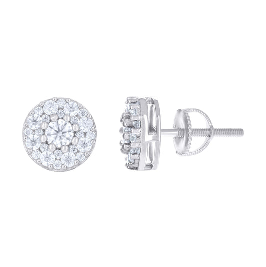 Sterling Silver Womens Moissanite Fashion Round Stud Earrings