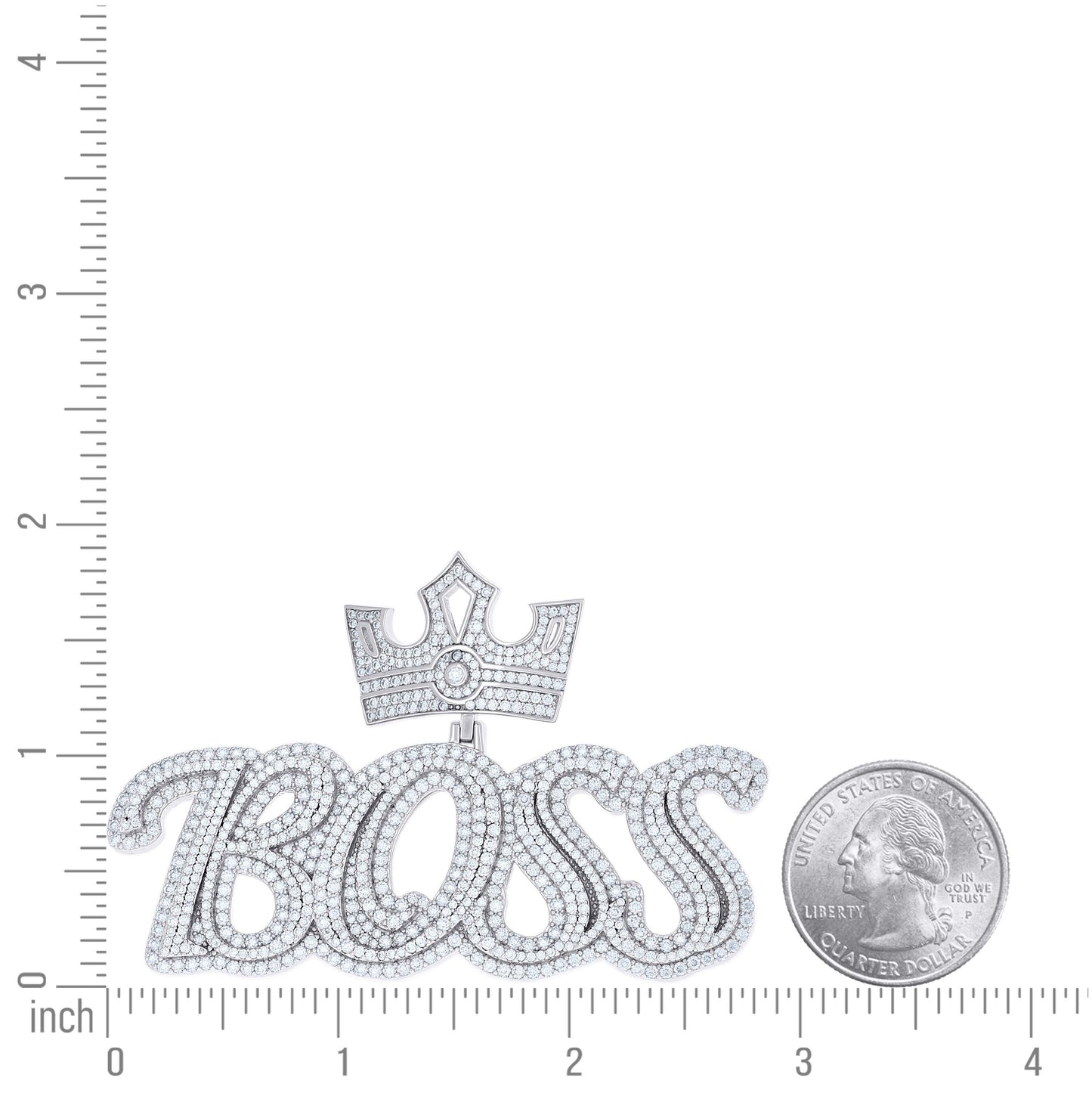 Sterling Silver Mens Moissanite BOSS Fashion Charm Pendant