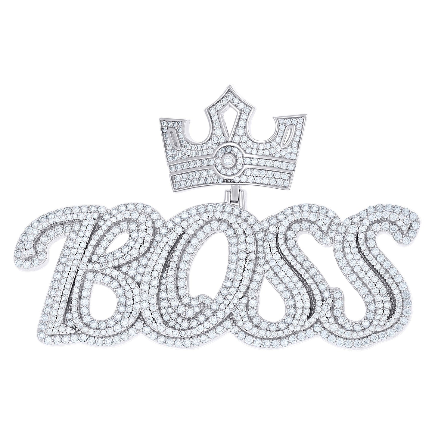 Sterling Silver Mens Moissanite BOSS Fashion Charm Pendant