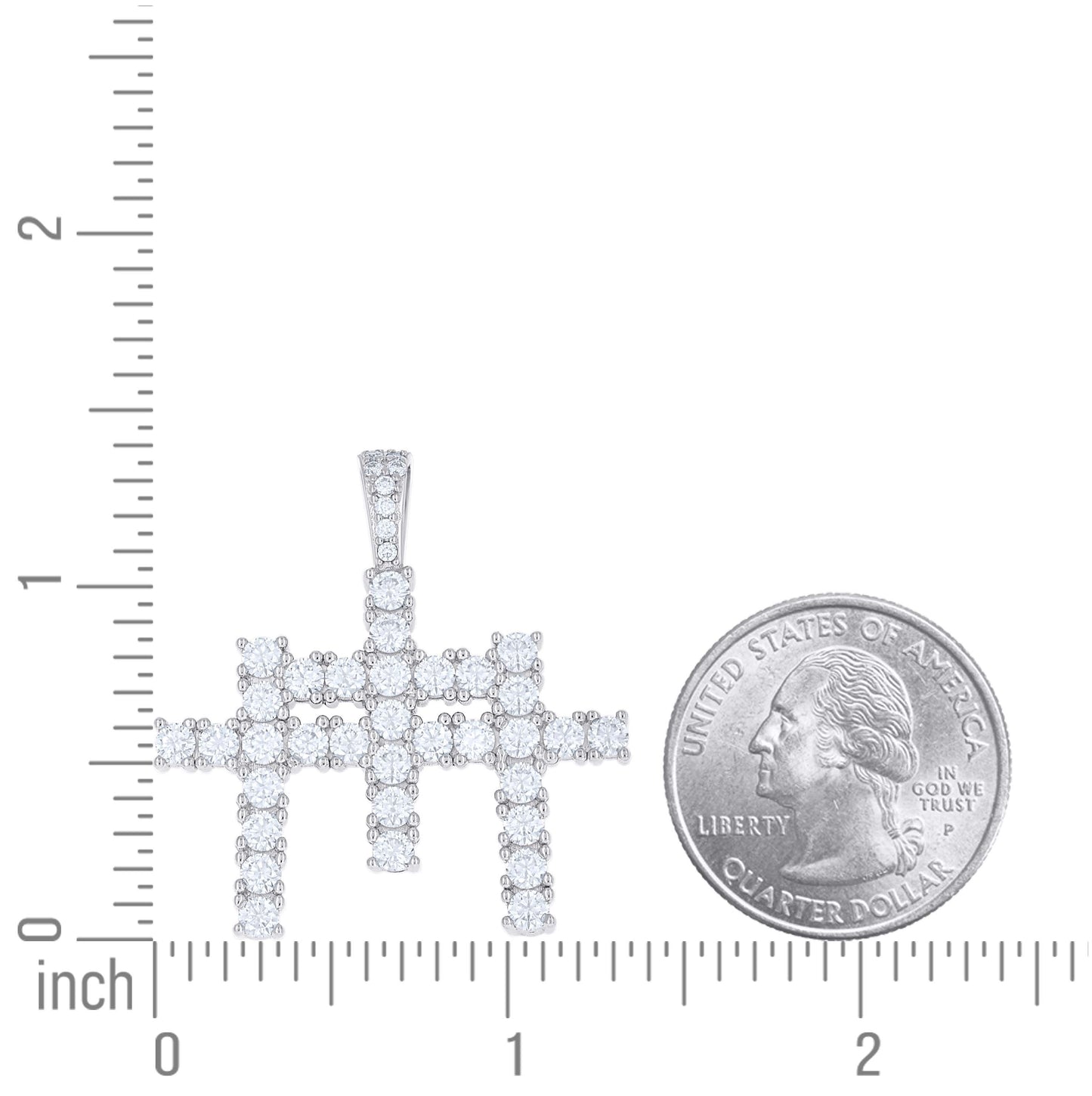 Sterling Silver Mens Moissanite Triple Cross Religious Charm Pendant