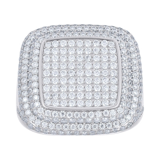 Sterling Silver Men's Moissanite Square Head Fashion Bridal Anniversary Wedding Engagement Band Ring