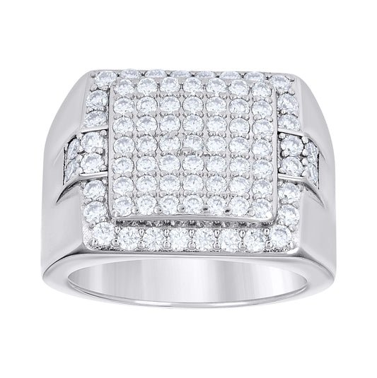 Sterling Silver Men's Moissanite Square Head Fashion Bridal Anniversary Wedding Engagement Band Ring