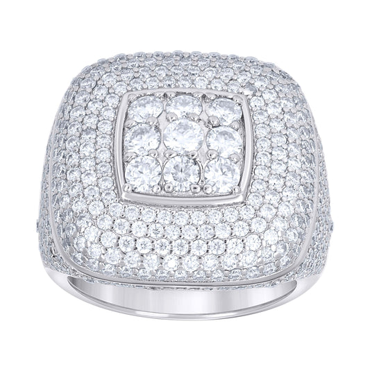 Sterling Silver Men's Moissanite Square Head Fashion Bridal Anniversary Wedding Engagement Band Ring