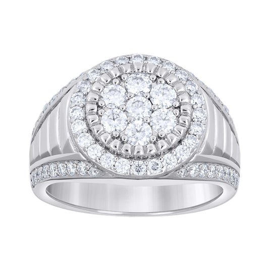 Sterling Silver Mens Moissanite Round Head Fashion Bridal Anniversary Wedding Engagement Band Ring