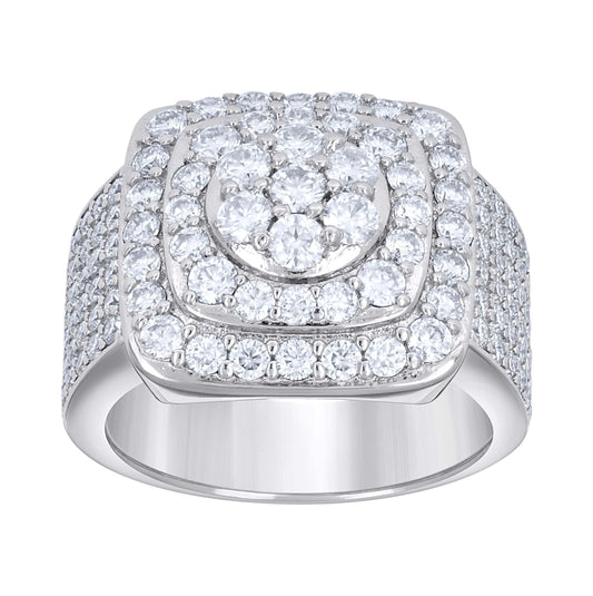 Sterling Silver Men's Moissanite Square Head Fashion Bridal Anniversary Wedding Engagement Band Ring