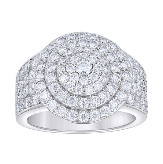 Sterling Silver Mens Moissanite Round Head Cluster Fashion Bridal Anniversary Wedding Engagement Band Ring