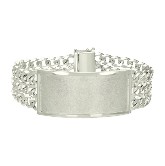 Sterling Silver Mens Cuban Link ID Bracelet Size 8 Inches