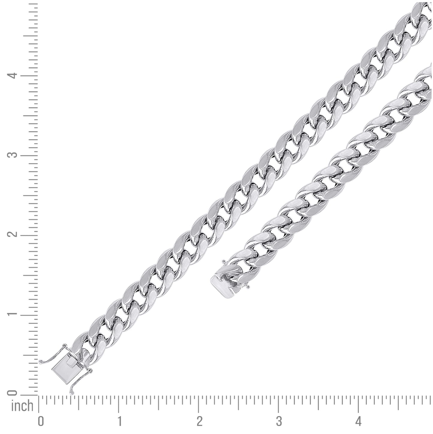 Sterling Silver Rhodium Plated Or Yellow Tone Hollow Miami Cuban Chain