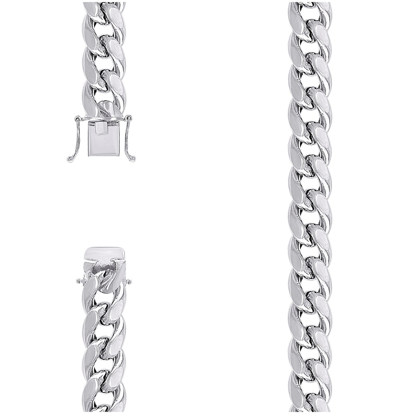 Sterling Silver Rhodium Plated Or Yellow Tone Hollow Miami Cuban Chain