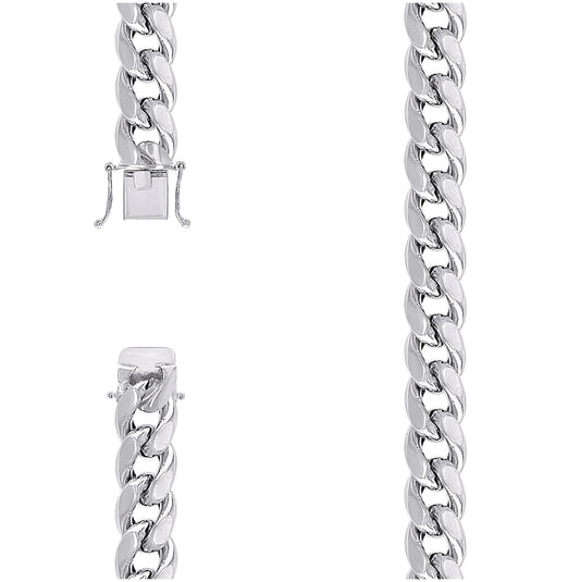 Sterling Silver Rhodium Plated Or Yellow Tone Hollow Miami Cuban Chain