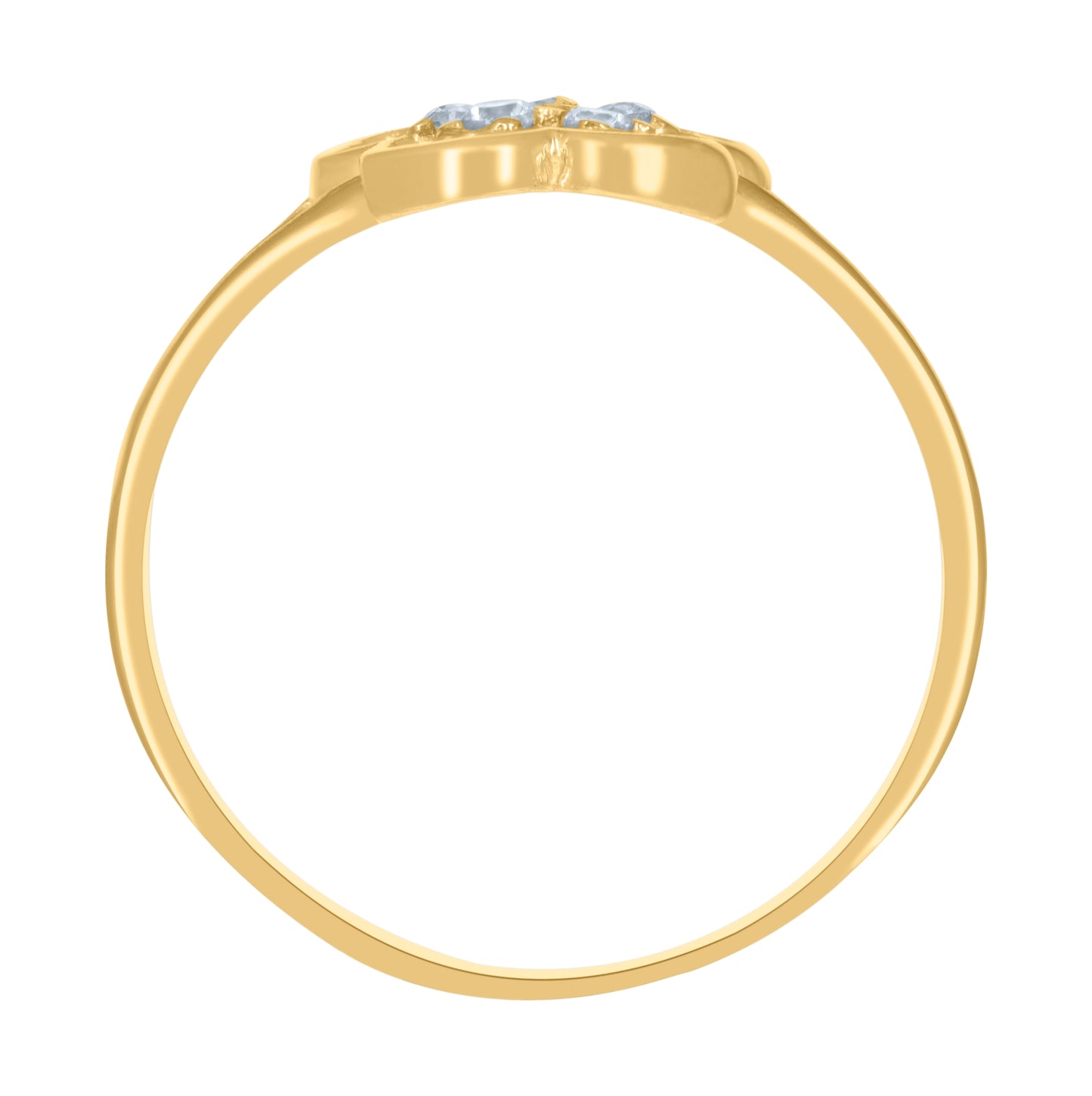 10K Two-Tone Gold Womens Cubic-Zirconia Flower Fashion Ring