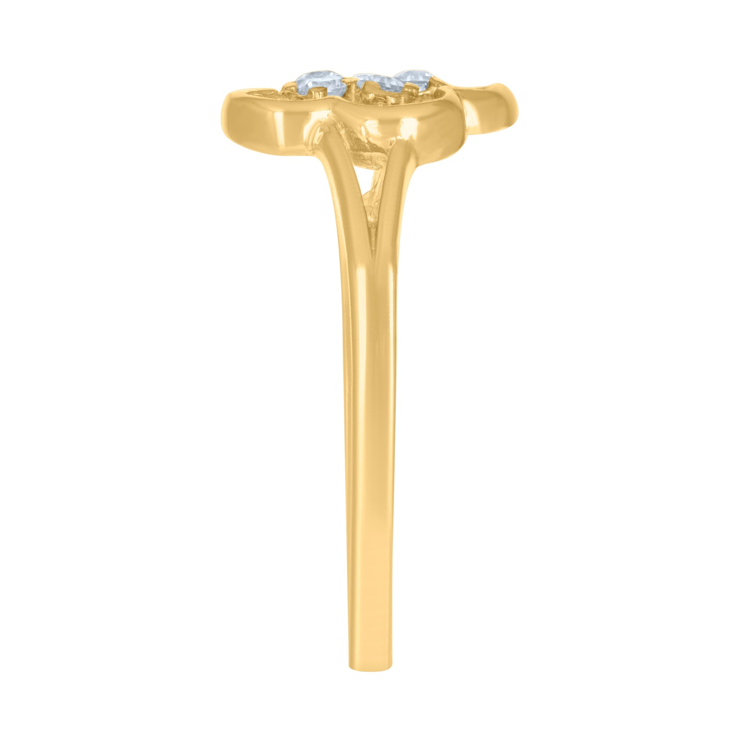 10K Two-Tone Gold Womens Cubic-Zirconia Flower Fashion Ring