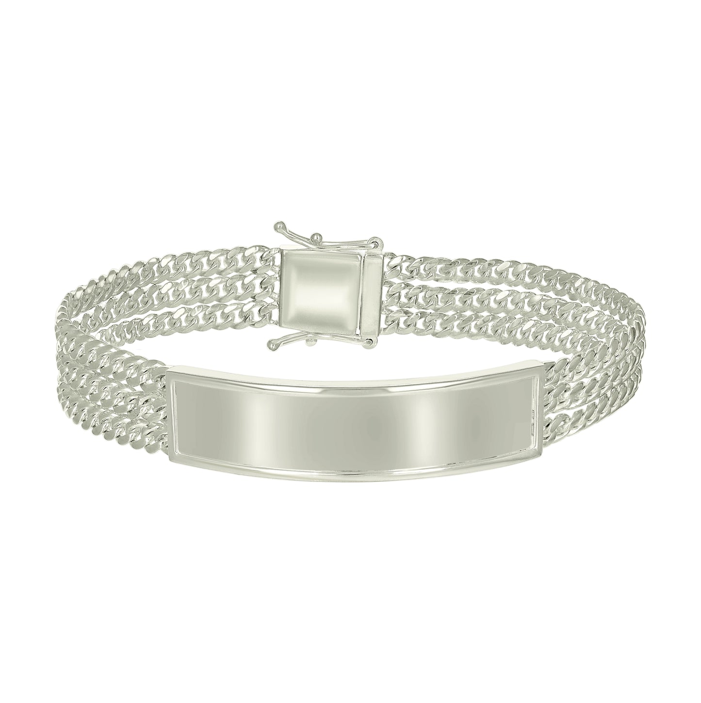 Sterling Silver Mens Cuban Link ID Bracelet Size 8 Inches