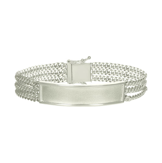 Sterling Silver Mens Cuban Link ID Bracelet Size 8 Inches
