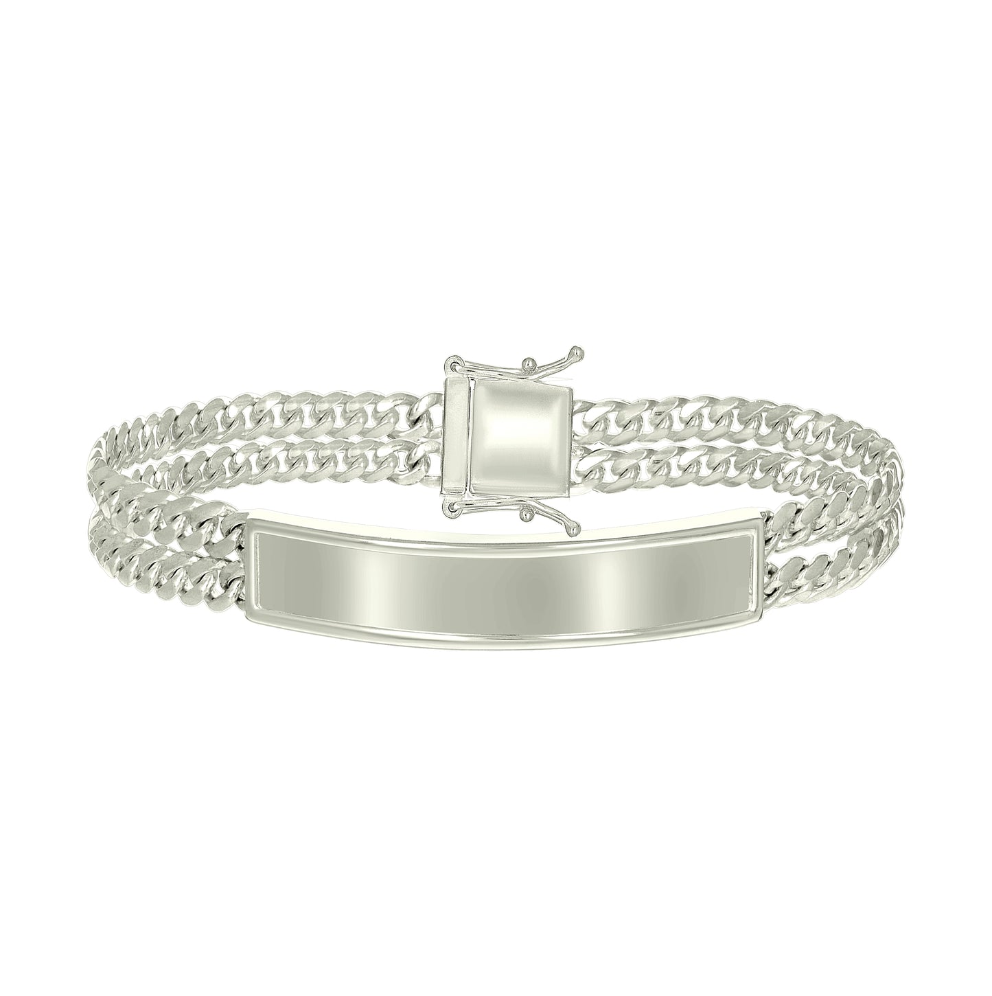 Sterling Silver Mens Cuban Link ID Bracelet Size 8 Inches