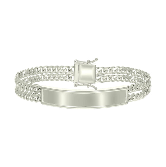 Sterling Silver Mens Cuban Link ID Bracelet Size 8 Inches