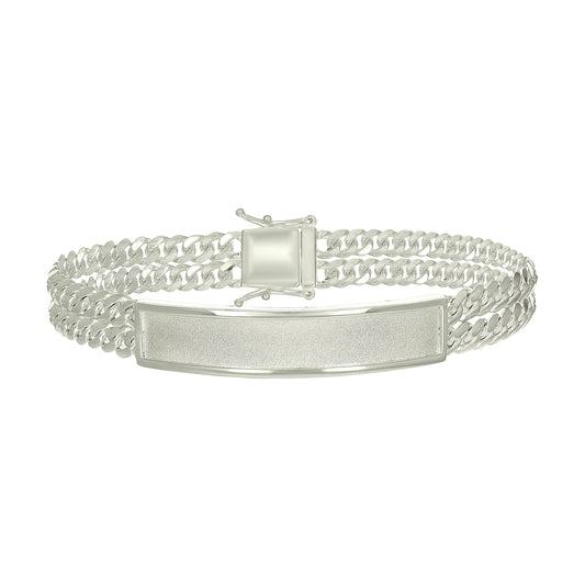 Sterling Silver Mens Cuban Link ID Bracelet Size 8 Inches