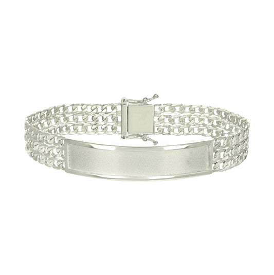 Sterling Silver Mens Cuban Link ID Bracelet Size 8 Inches