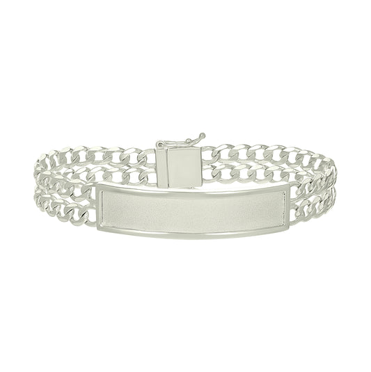 Sterling Silver Mens Cuban Link ID Bracelet Size 8 Inches