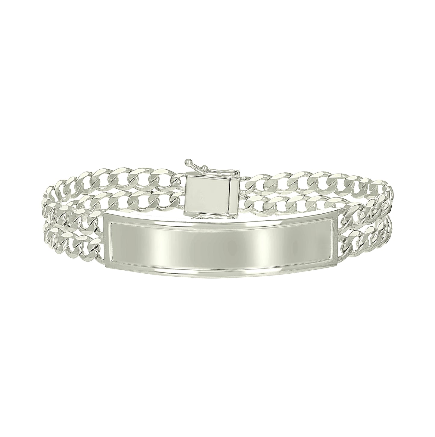 Sterling Silver Mens Cuban Link ID Bracelet Size 8 Inches