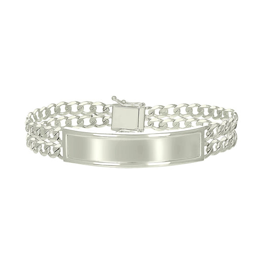 Sterling Silver Mens Cuban Link ID Bracelet Size 8 Inches