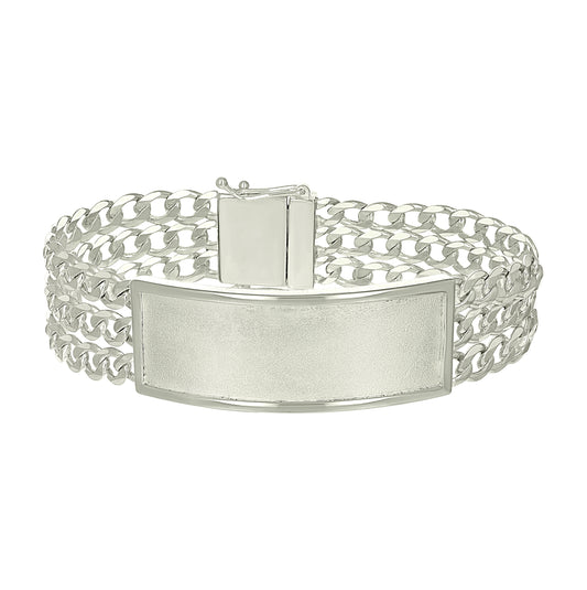 Sterling Silver Mens Cuban Link ID Bracelet Size 8 Inches