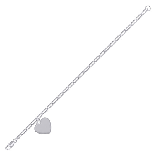 Sterling Silver Womens Heart Charm Bracelet Size 7.5 Inches