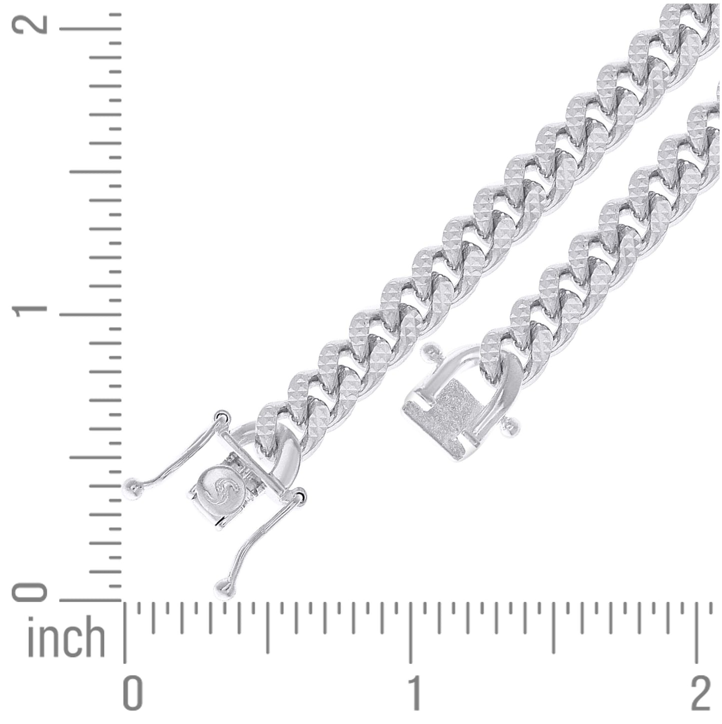 Sterling Silver Or Rhodium Plated Solid Miami Cuban Pyramid Chain