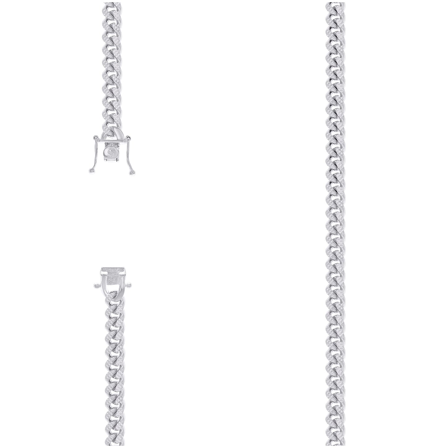 Sterling Silver Or Rhodium Plated Solid Miami Cuban Pyramid Chain