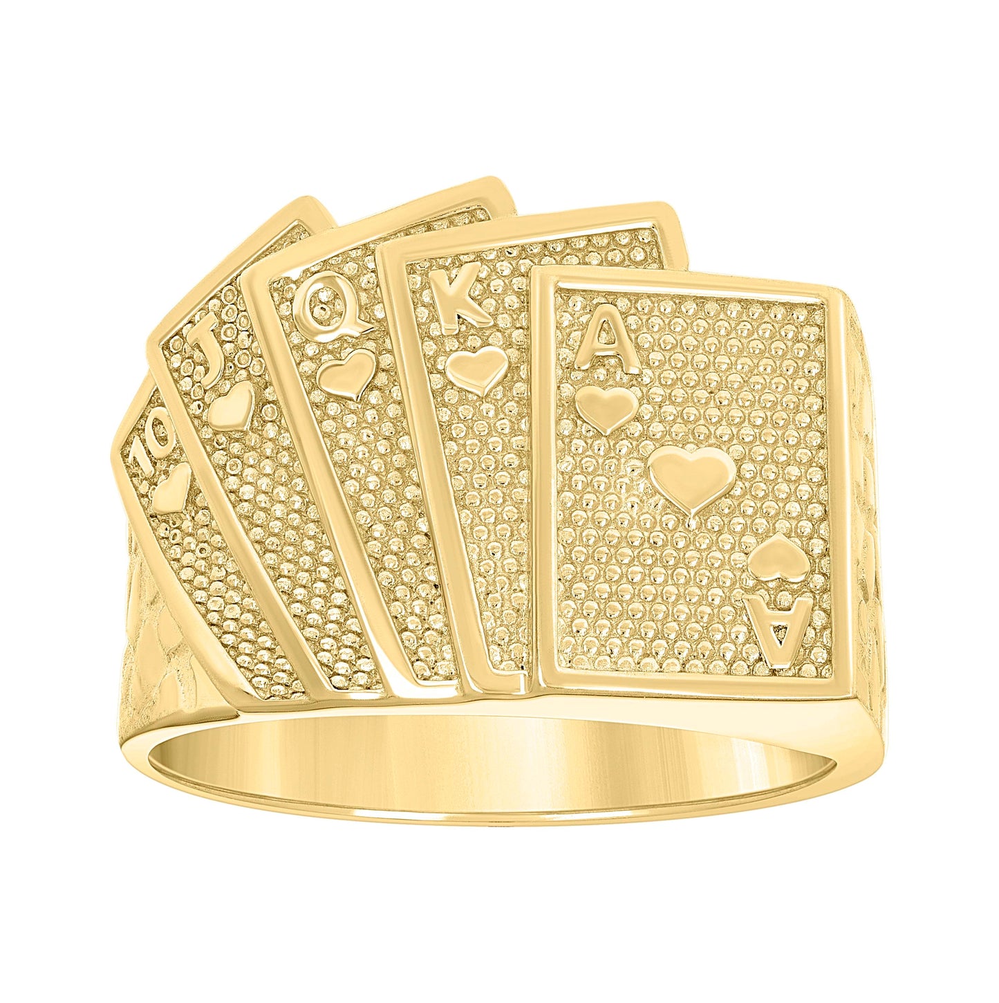 10K Yellow Gold Mens Playing Cards Gambling Ring