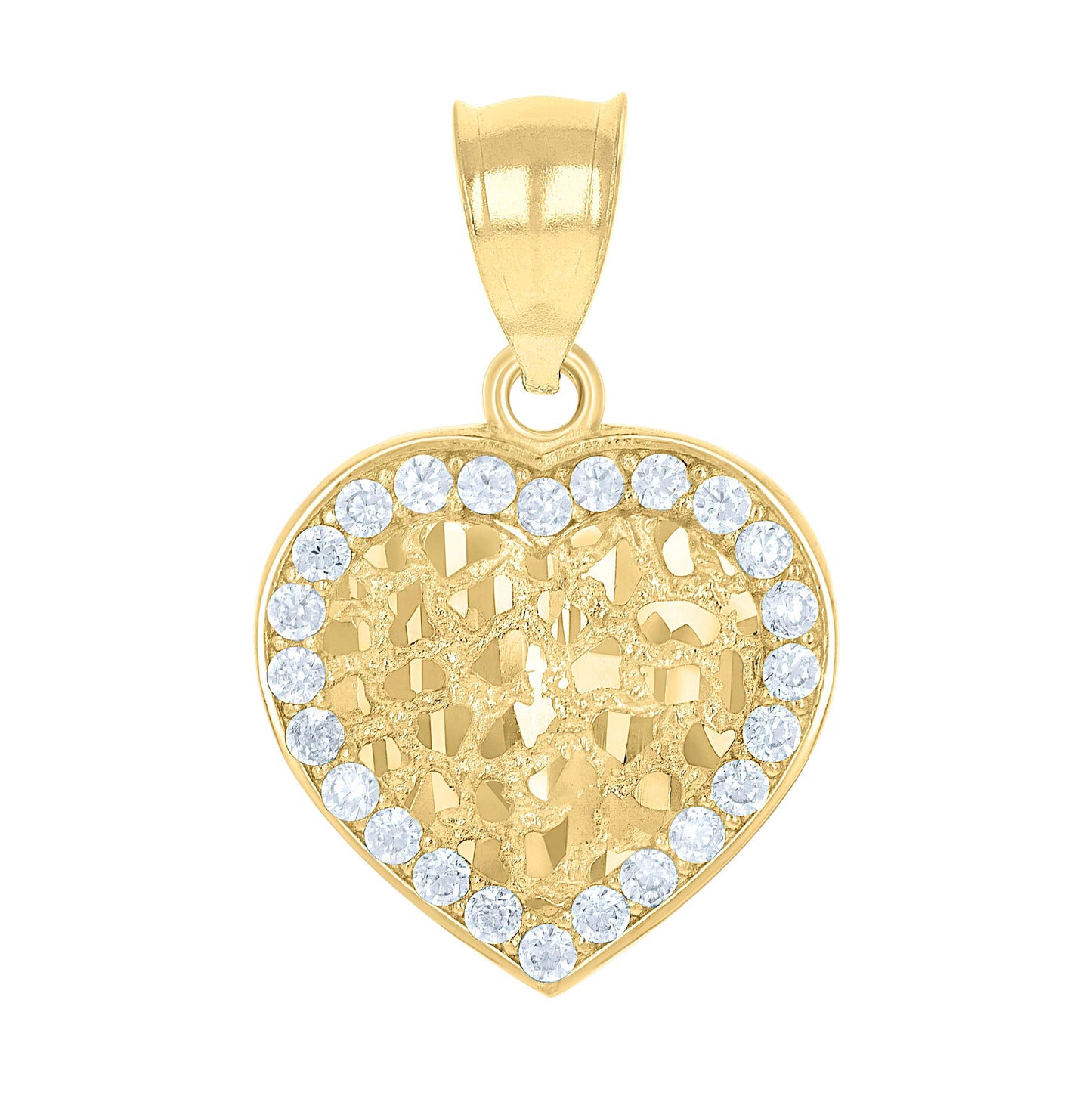 10K Yellow Gold Womens Cubic-Zirconia Heart Charm Pendant