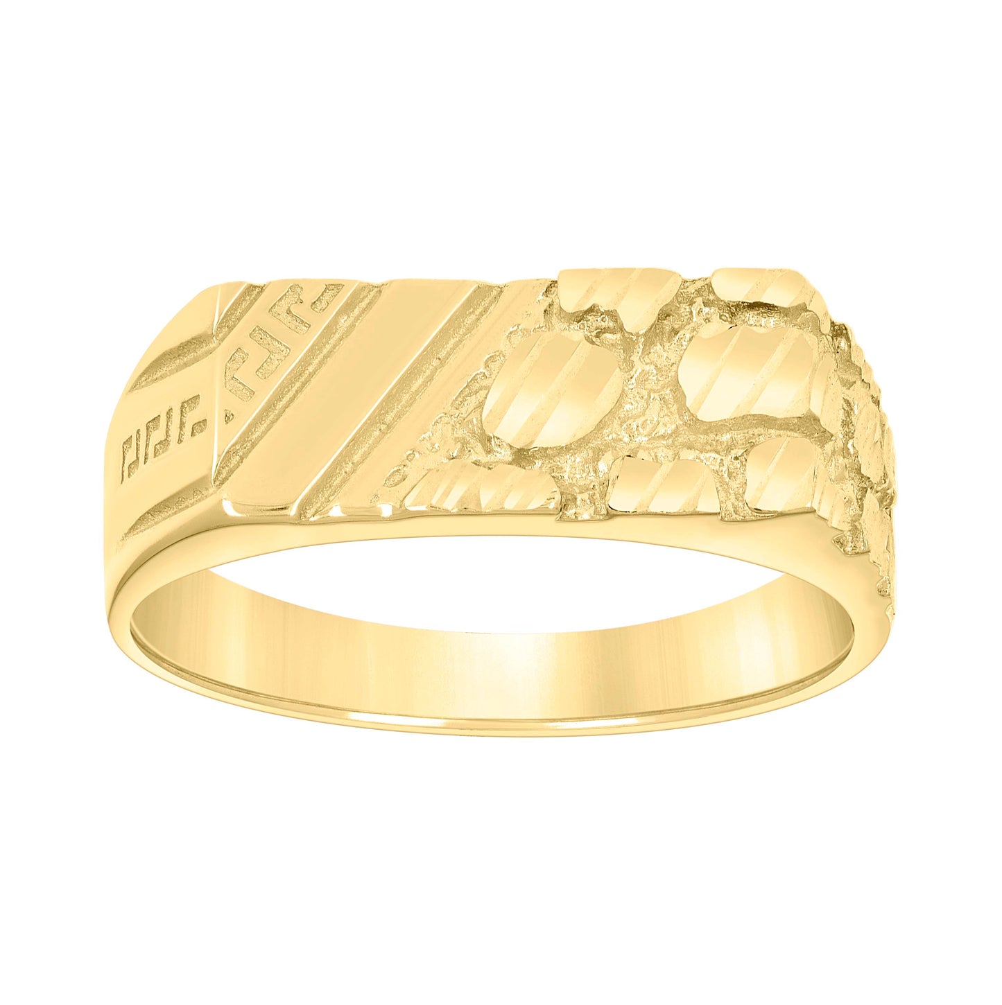 10K Yellow Gold Mens Nugget Fashion Ring