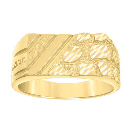 10K Yellow Gold Mens Nugget Fashion Ring