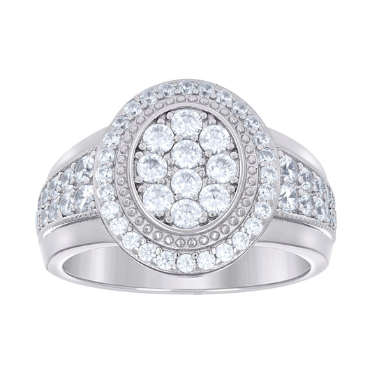 Sterling Silver Men's Cubic-Zirconia Fashion Bridal Anniversary Wedding Engagement Band Ring