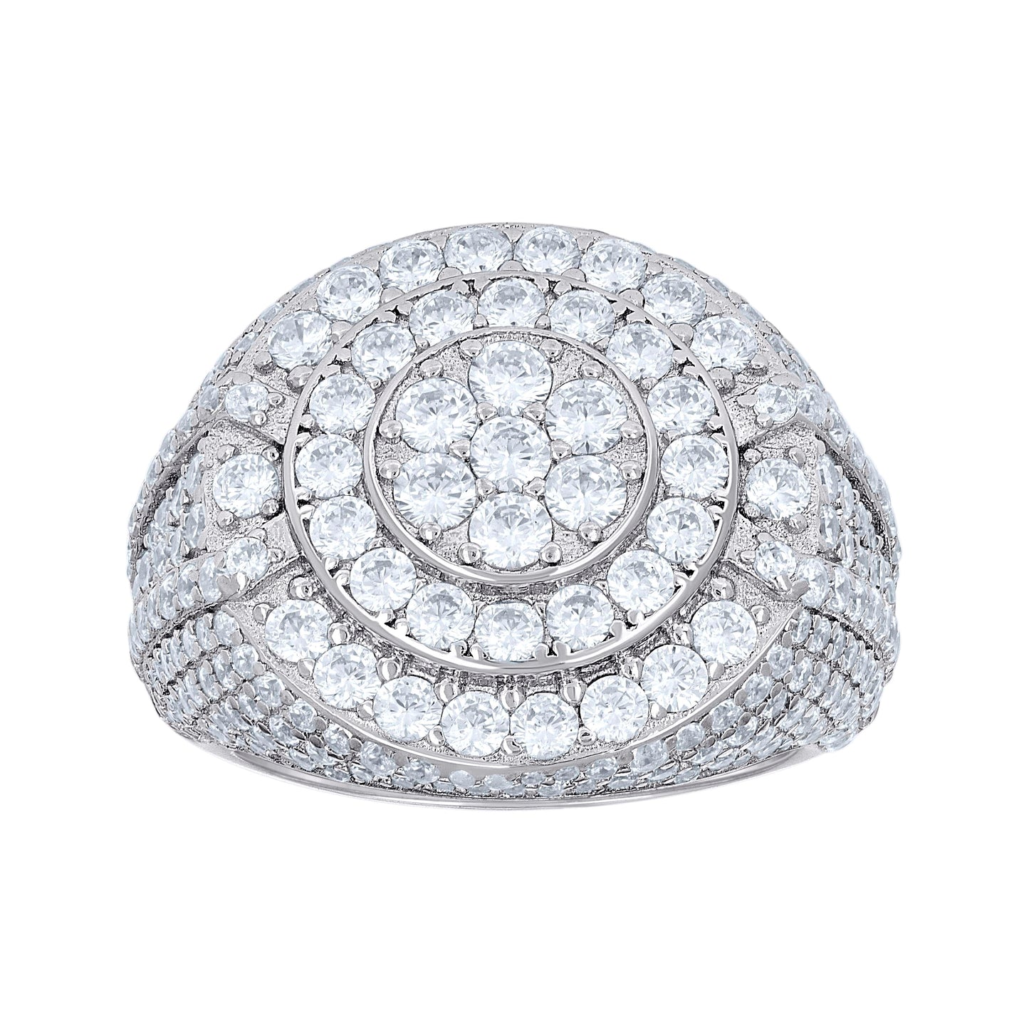 Sterling Silver Men's Cubic-Zirconia Cluster Round Head Fashion Bridal Anniversary Wedding Engagement Band Ring